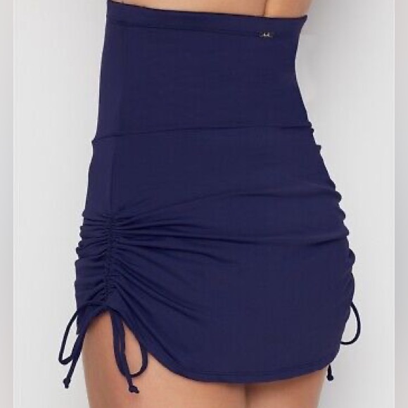 ANNE COLE Navy Live in Color Tummy Control Skirted Bikini Swim Bottom Sz L NWOT - Picture 4 of 11